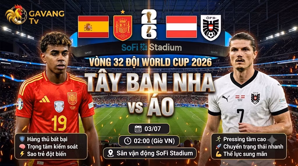 Nhận định Tây Ban Nha vs Áo (02h00 3/7) Vòng 32 Đội World Cup 2026